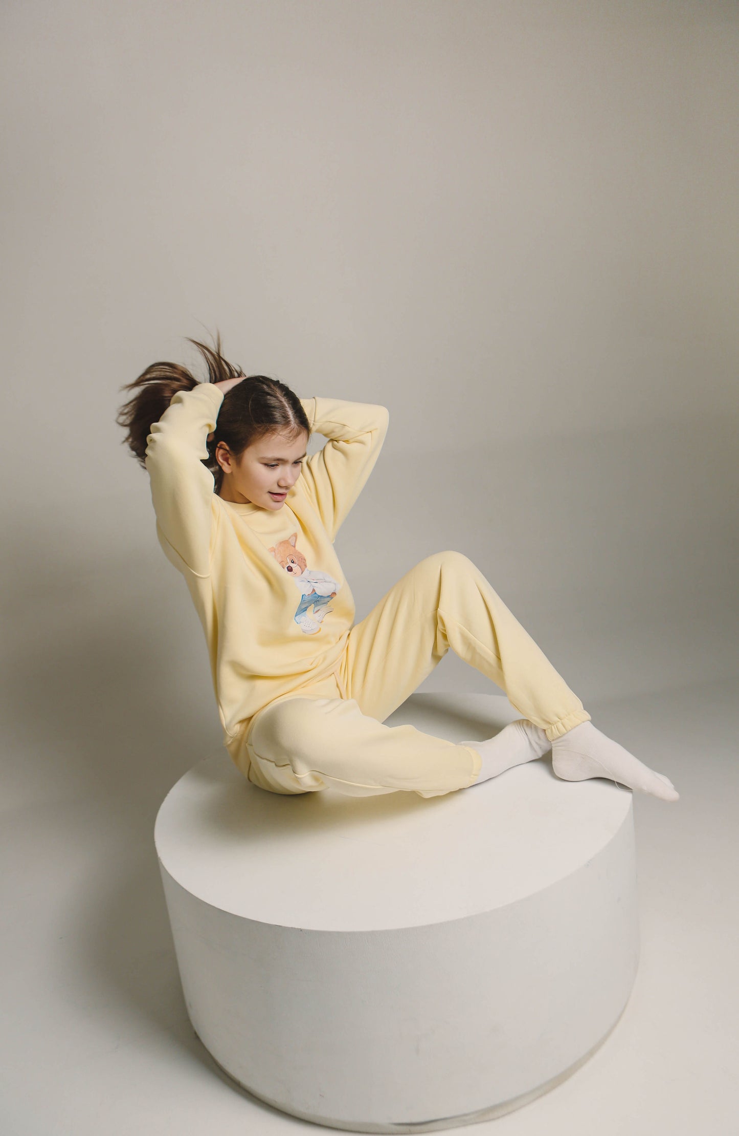 Girls Creamy Yellow Sweatshirt Suit