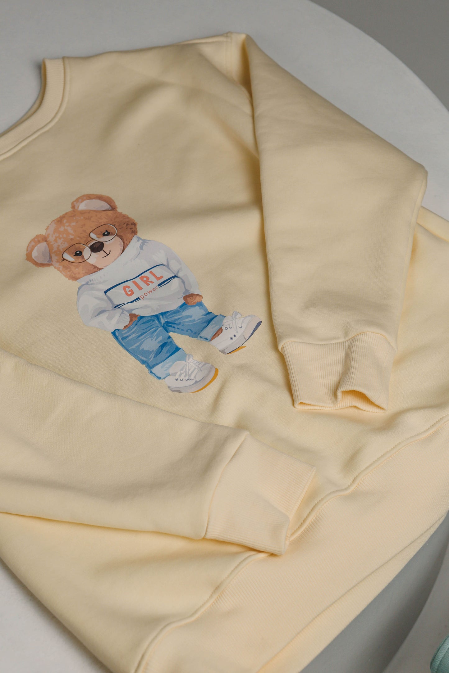 Girls Creamy Yellow Sweatshirt Suit